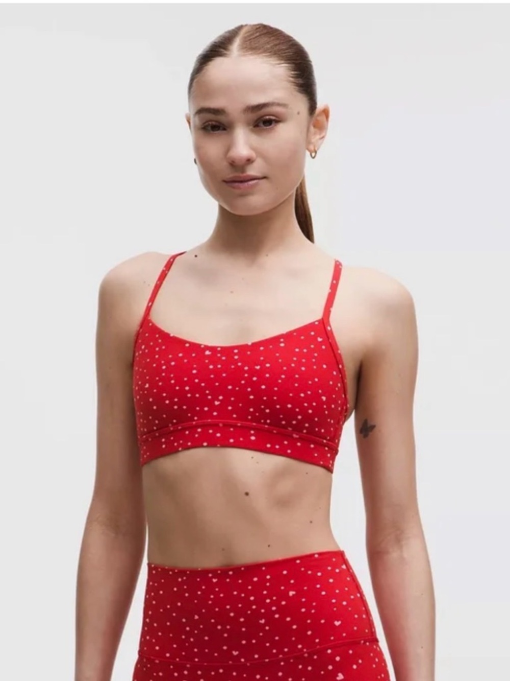 NWT Lululemon Heart Scatter Dot Oxford Red Flow Y Bra Size 8